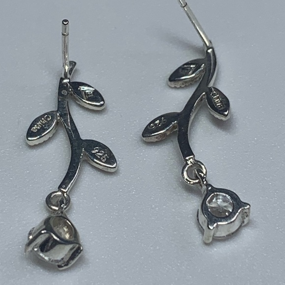 Early Silpada Rare Sterling Silver, Marcasite & CZ Floral Vine Drop Earrings - Picture 12 of 16